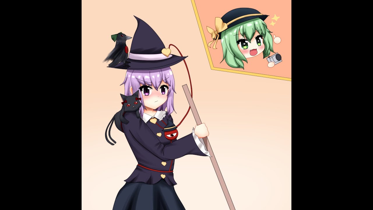 Witch and her familiars (Satori Komeiji, Touhou fanart timelapse)