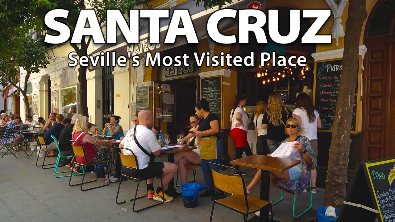 Exploring Seville's Santa Cruz Neighborhood 🍷Tapas Time! 🥘 4K UHD Virtual Walking Tour, Spain