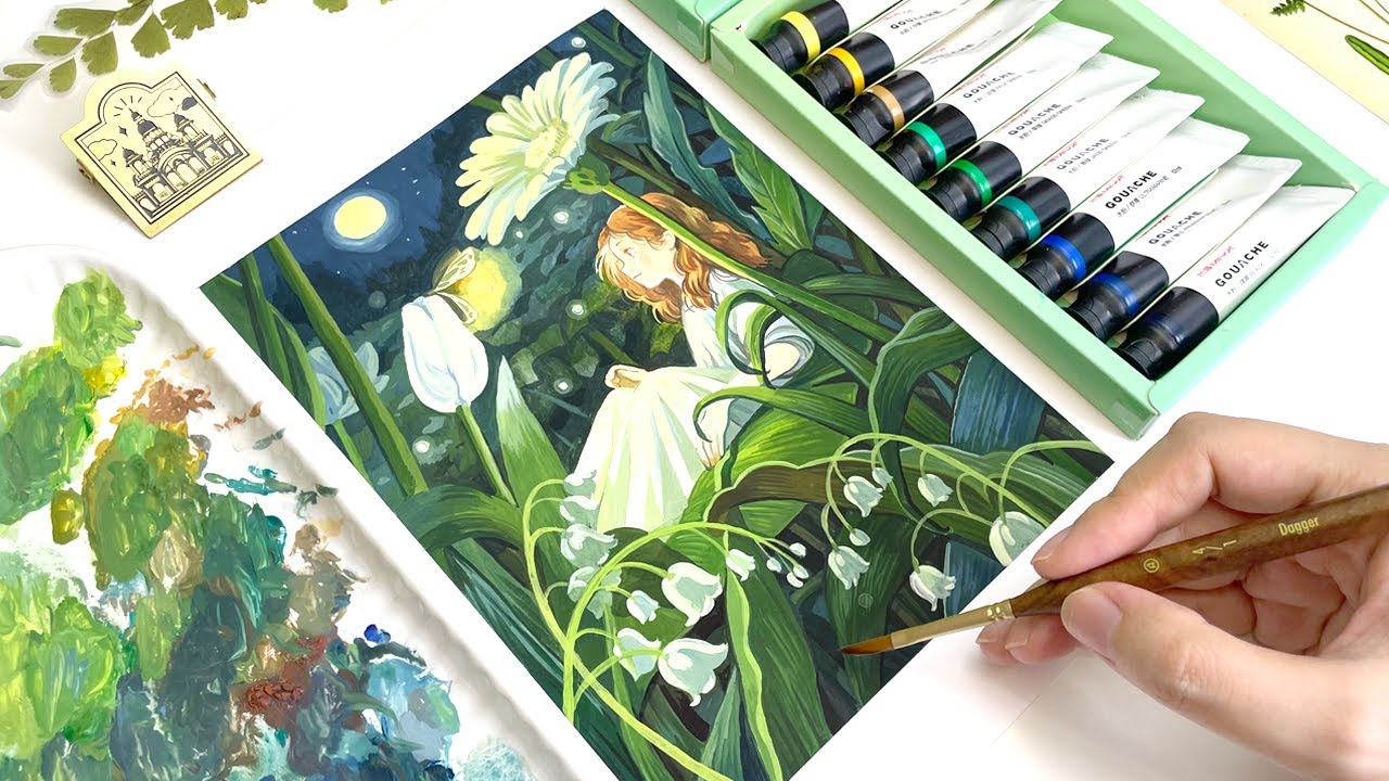Studio Ghibli Painting / Relaxing Painting Video / Arrietty / Gouache Painting Process / Tutorial 🌿