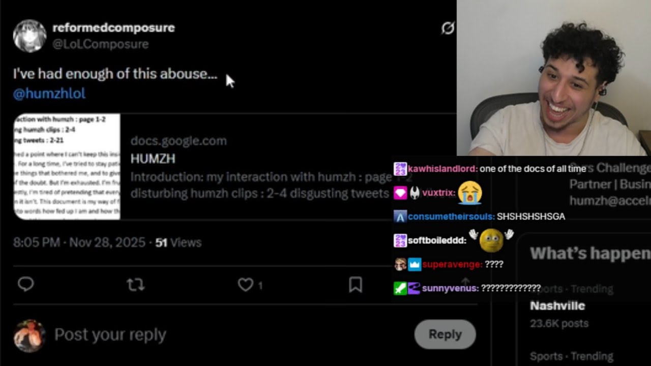 humzh reacts to his 20-pages twitter exposal document