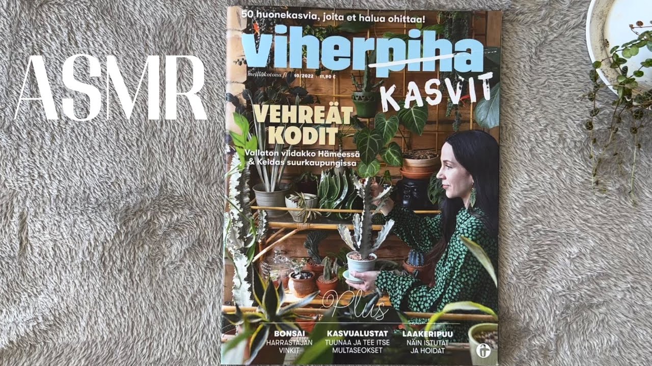 ASMR SUOMI - viherpiha (kasvit) -lehden selailua