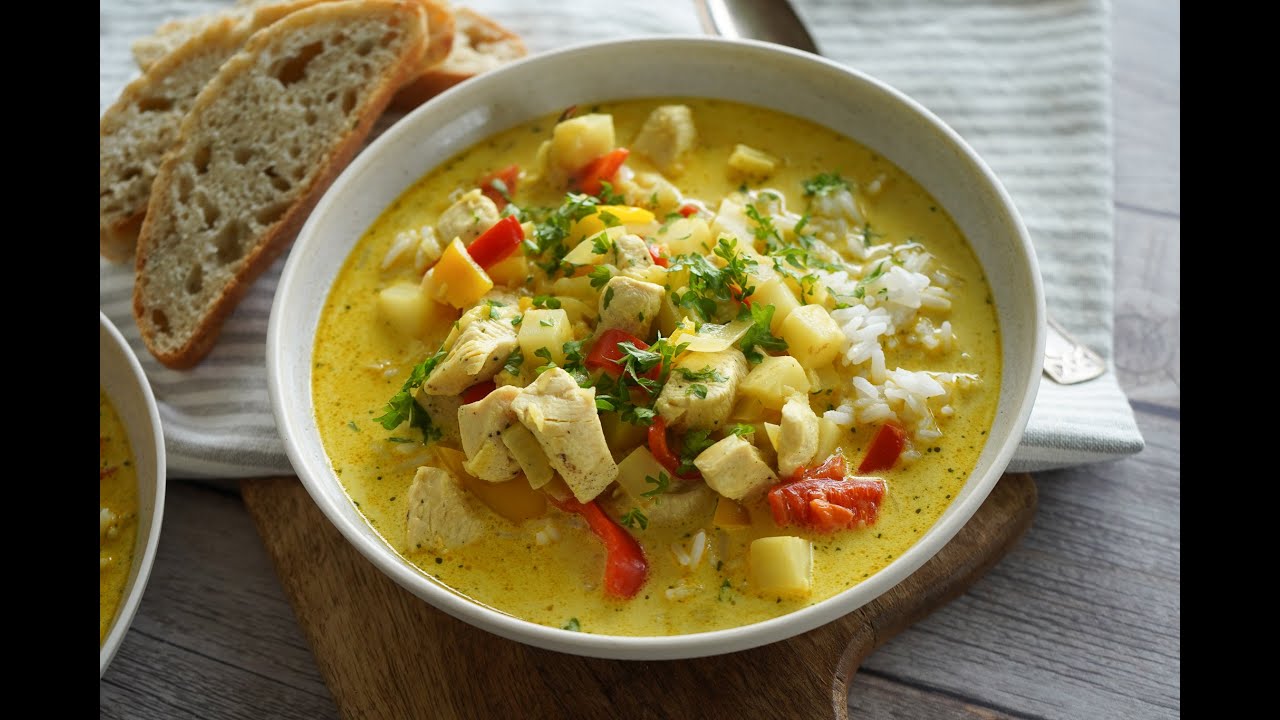 Karrysuppe - Hjemmelavet Karrysuppe Med Kylling