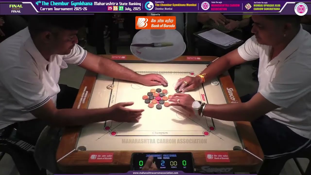 MCA Live Carrom : FINAL(MS) - Zaid Farooquee (Thane) vs Vikas Dharia (Mumbai) | 4h the Chembur Gym