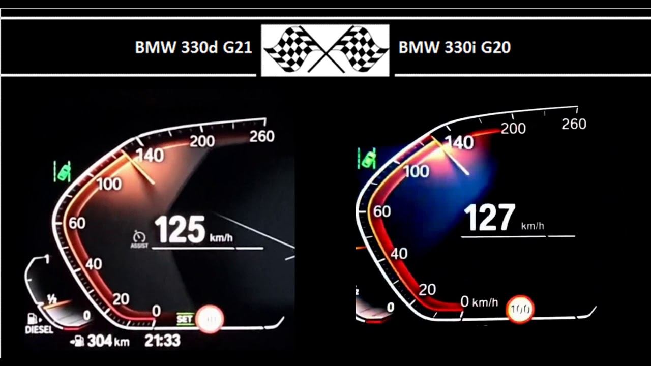 BMW 330d G21 VS. BMW 330i G20 - Acceleration 0-100km/h
