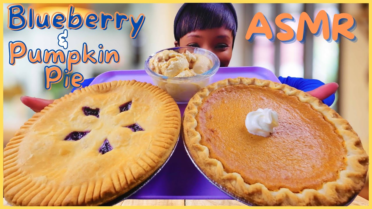 ASMR | MUKBANG BLUEBERRY PIE | PUMPKIN PIE | CARAMEL ICE CREAM