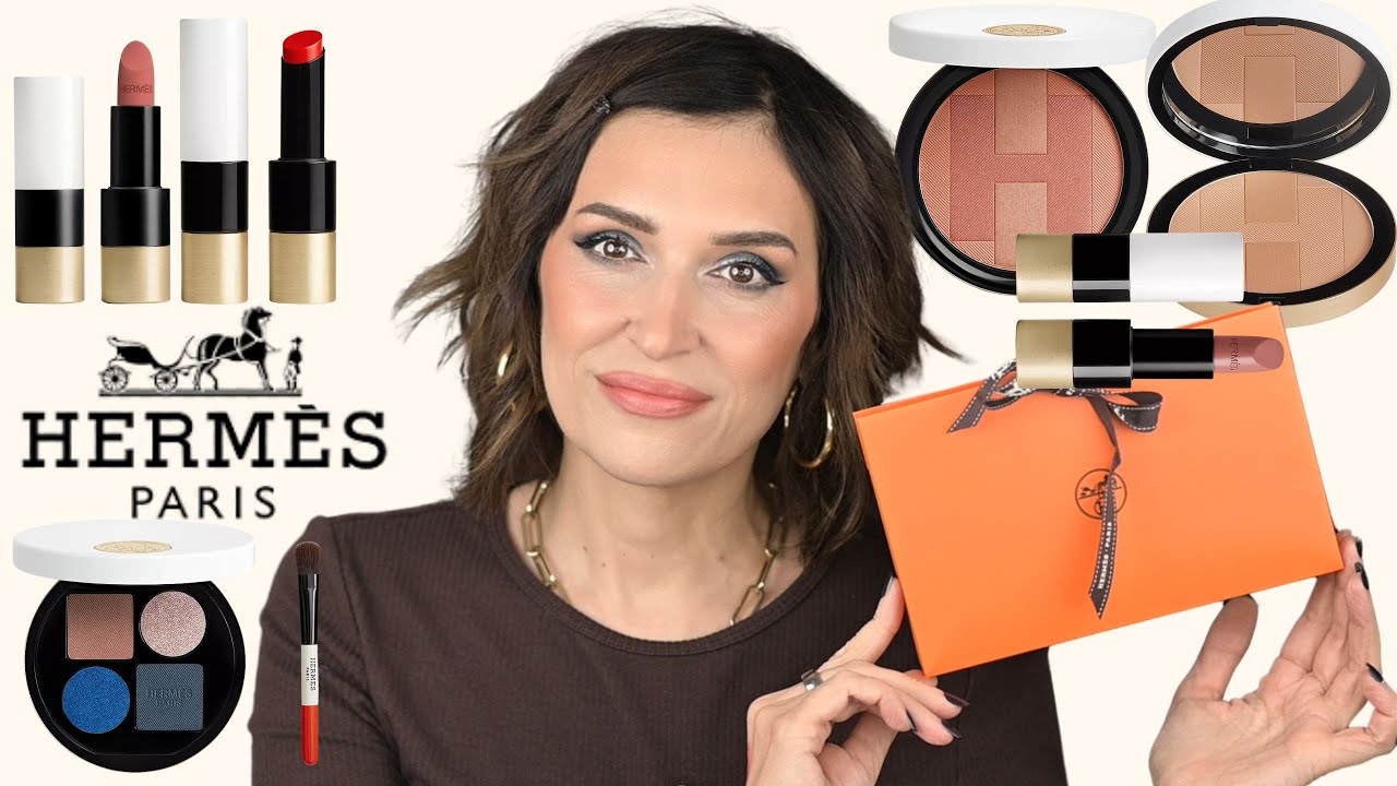 Trying Hermes Makeup Rose Hale Blush, Silky Lipstick Shine, Bronzer, Eyeshadow Mature Skin