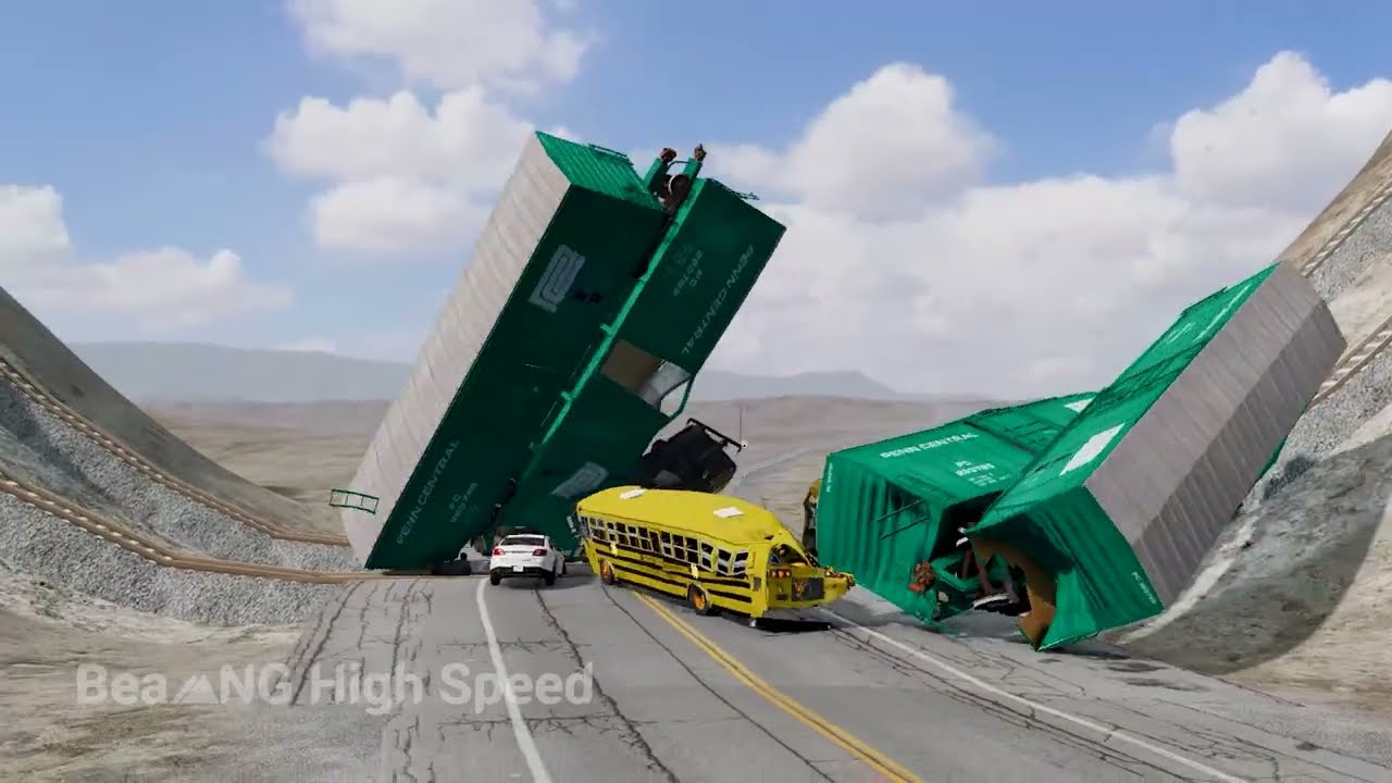 Epic Trains vs Hill Climb Derailment #32 – BeamNG.drive Crashes by BeamNG High Speed