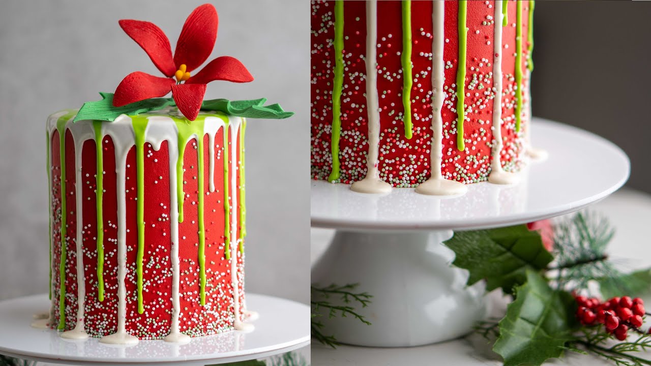 Cake Art- How to Make a Multi-coloured Christmas Drip Cake