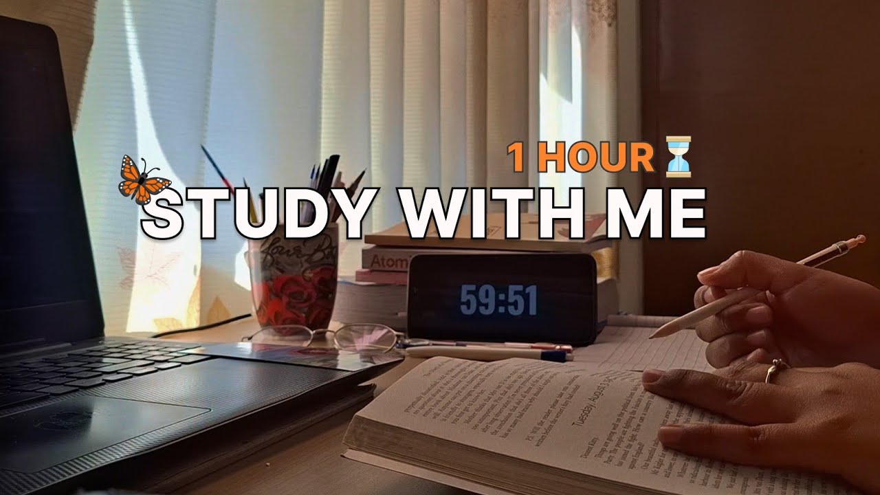 1 hour study with me | background music 🎶 calm- soft paino tune 🎵 