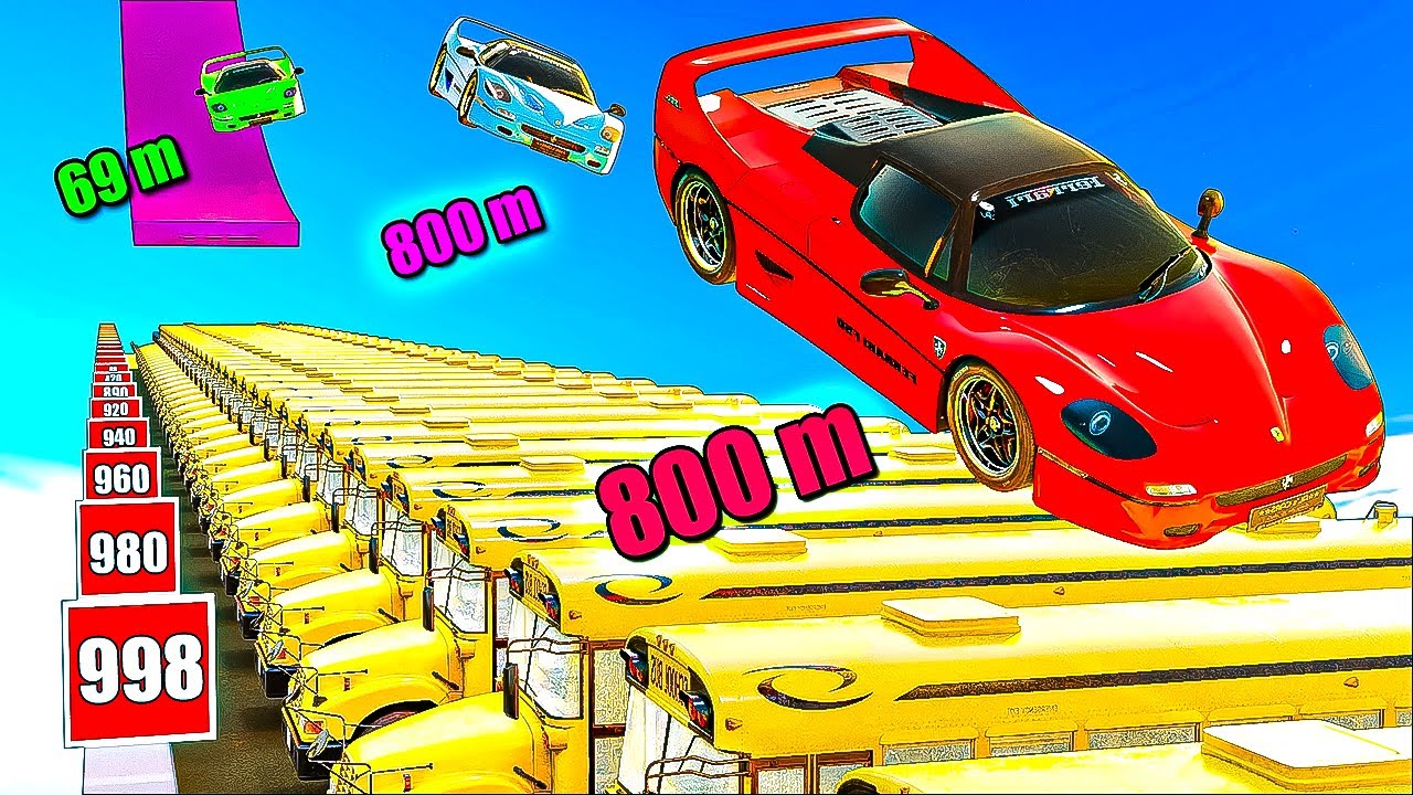 Автомобили против самых длинных прыжков в GTA 5