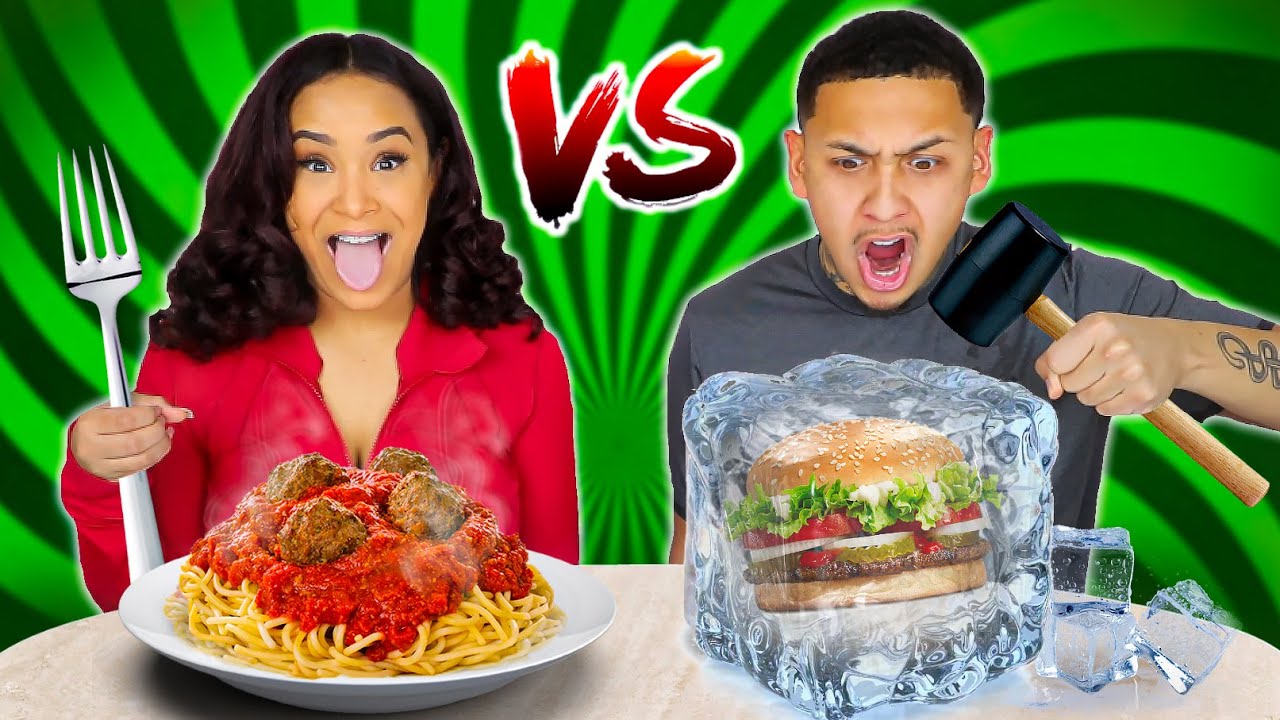 FROZEN VS COOKED FOOD CHALLENGE!
