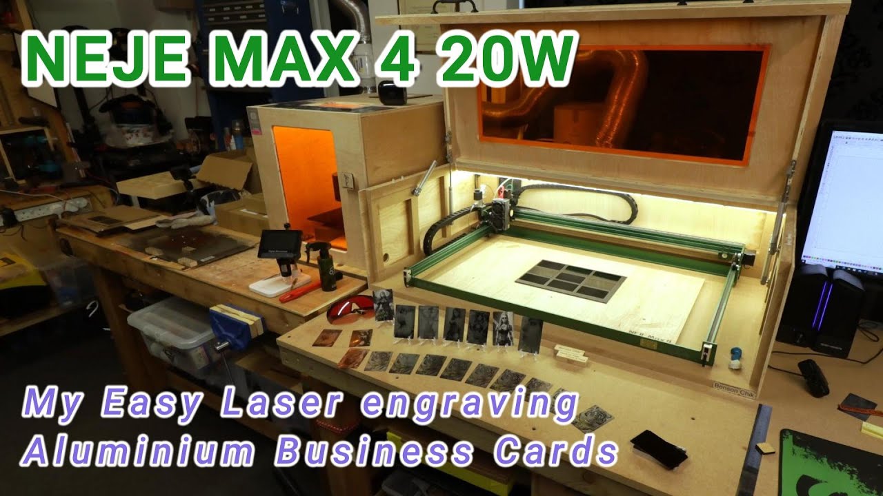 Easy Aluminum business card engraving NEJE MAX 4 E80 with jig 