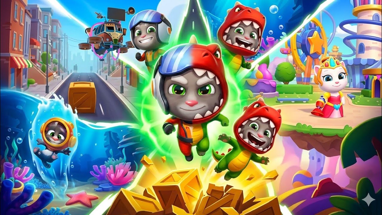Talking Tom Sky Run vs Talking Tom Gold Run vs My Talking Tom 2 vs Talking Tom Blast Park 