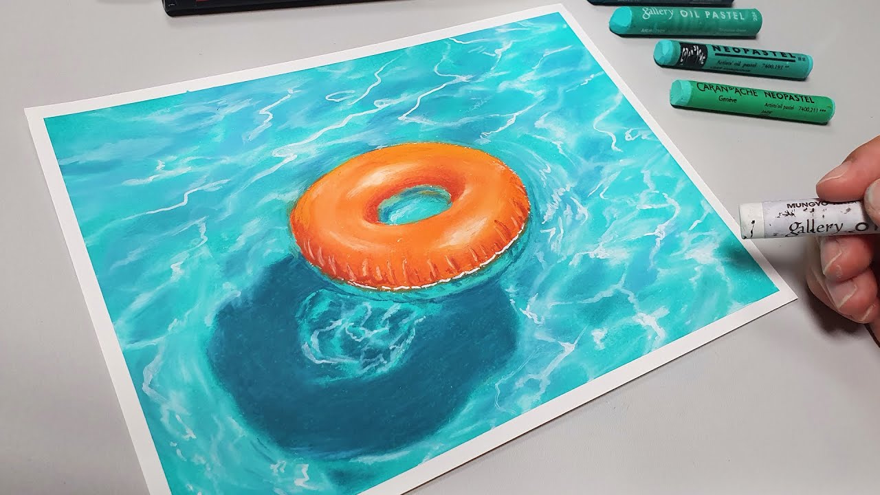 오일파스텔로 시원한 수영장 그리기 / Drawing a Cool Swimming Pool with Oil Pastel