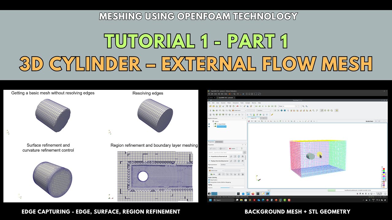 Meshing with snappyHexMesh | Tutorial 1-Part 1 | 3D Cylinder – External flow mesh