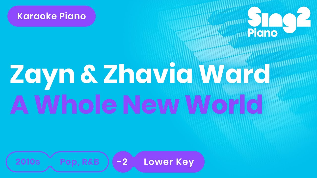 A Whole New World - Aladdin | ZAYN, Zhavia Ward (Lower Key) Karaoke Piano
