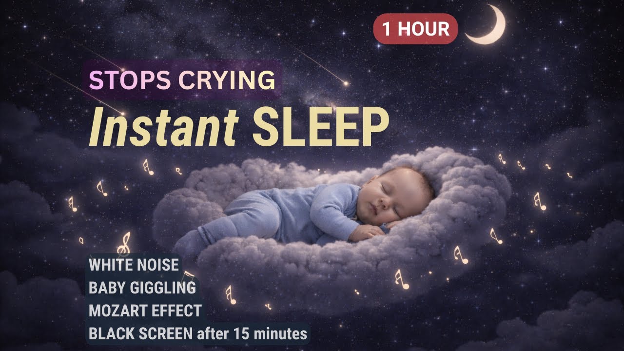 Mozart & Brahms Lullaby for Baby Sleep 💤 Stop Crying in 3 Minutes with White Noise 🌙