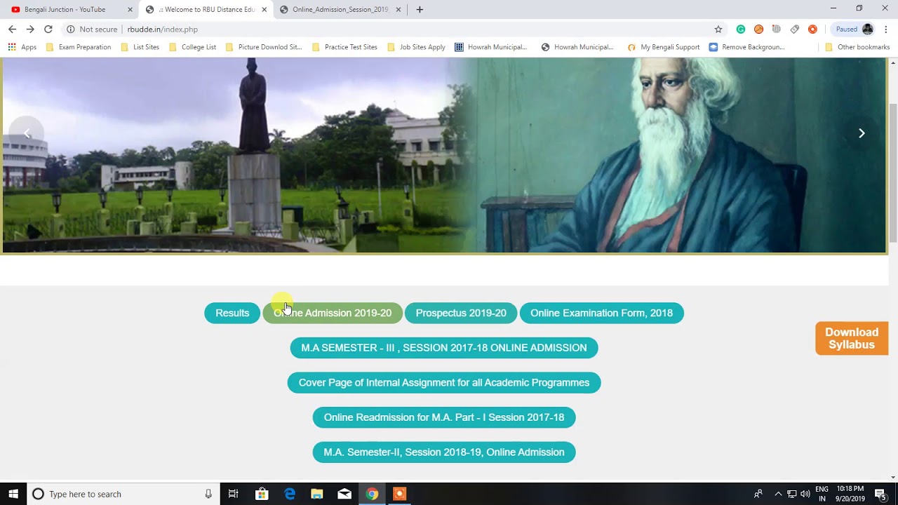 Rabindra Bharati University ( Distance )  Online Admission Date Extended
