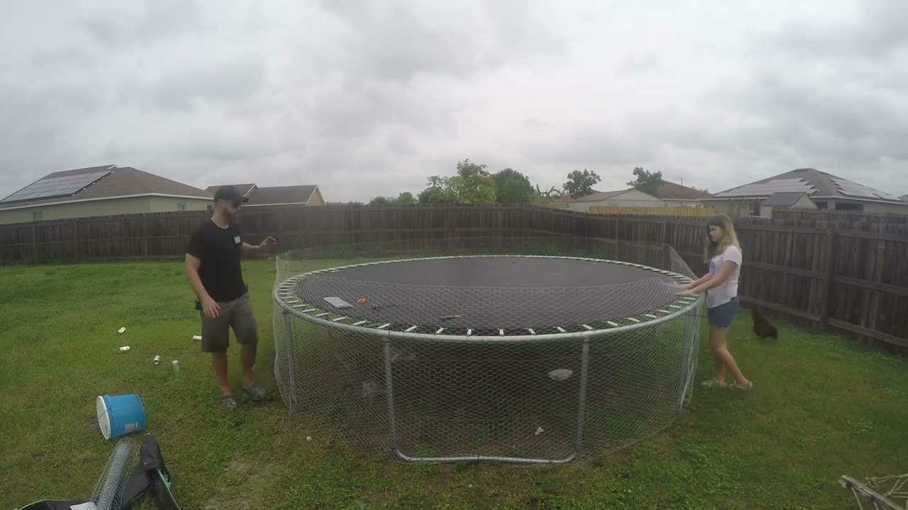 Turning a trampoline into a chicken coop