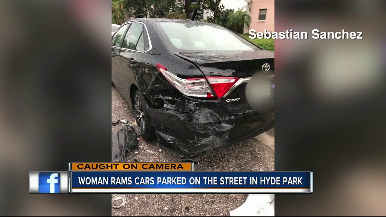 Surveillance video shows woman hitting parked cars in Hyde Park