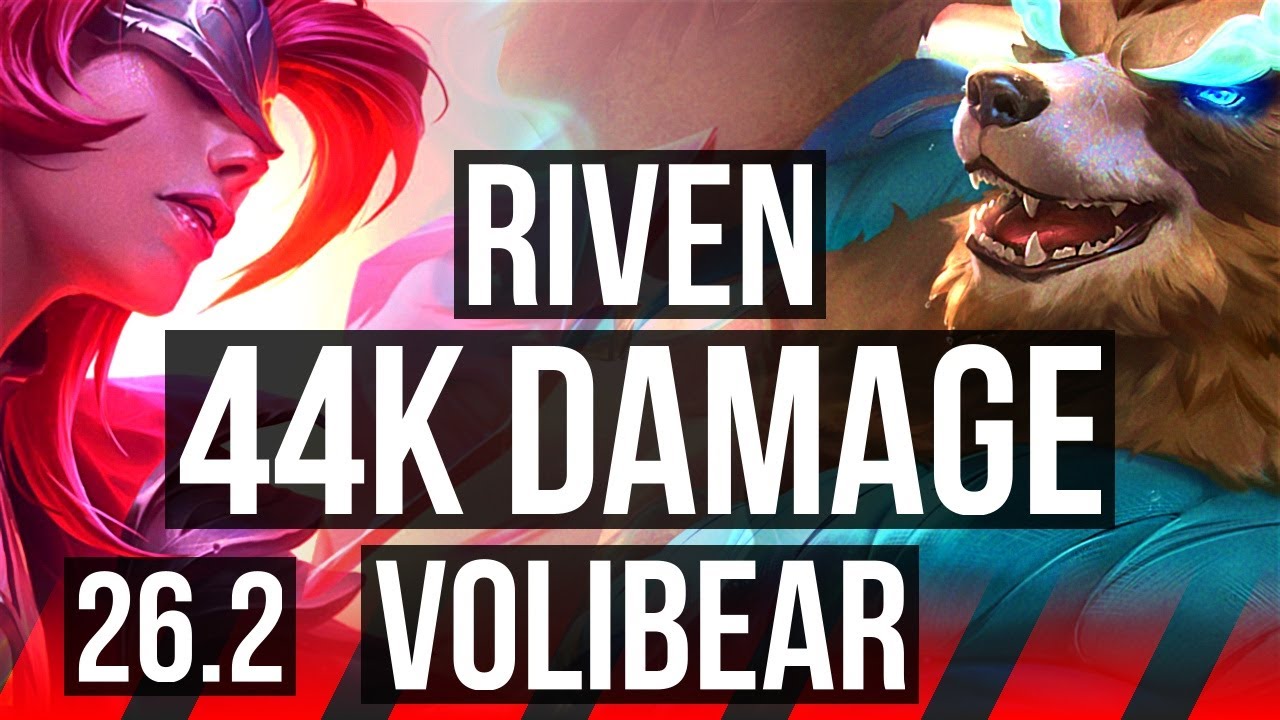 RIVEN vs VOLIBEAR (TOP) | 44K damage | NA Master | 26.2