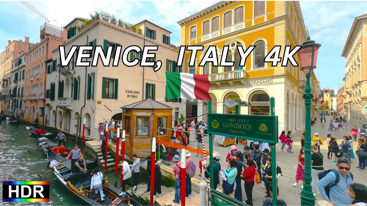 Venice, Italy Canal Tour 4K HDR  - Beauty of European  Scenery Tour