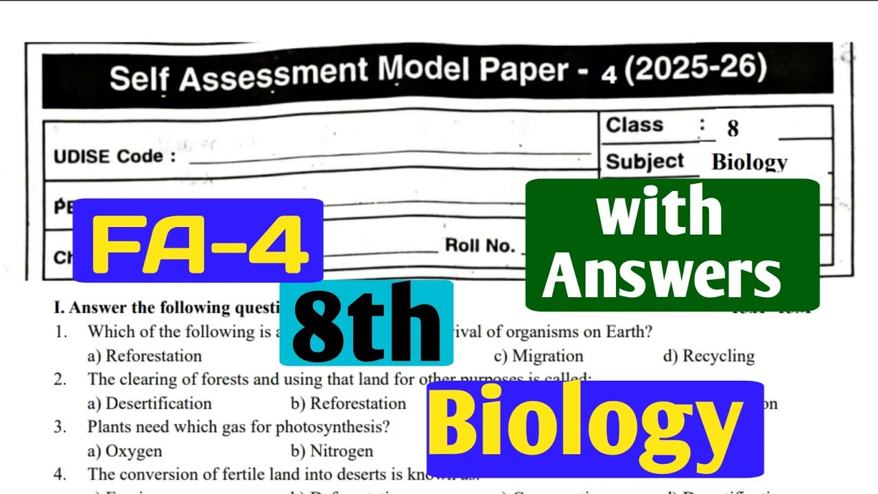 AP FA-4 Class 8 Biology Model Paper 2025-26 |Biology Important Questions with Answers|mdp1