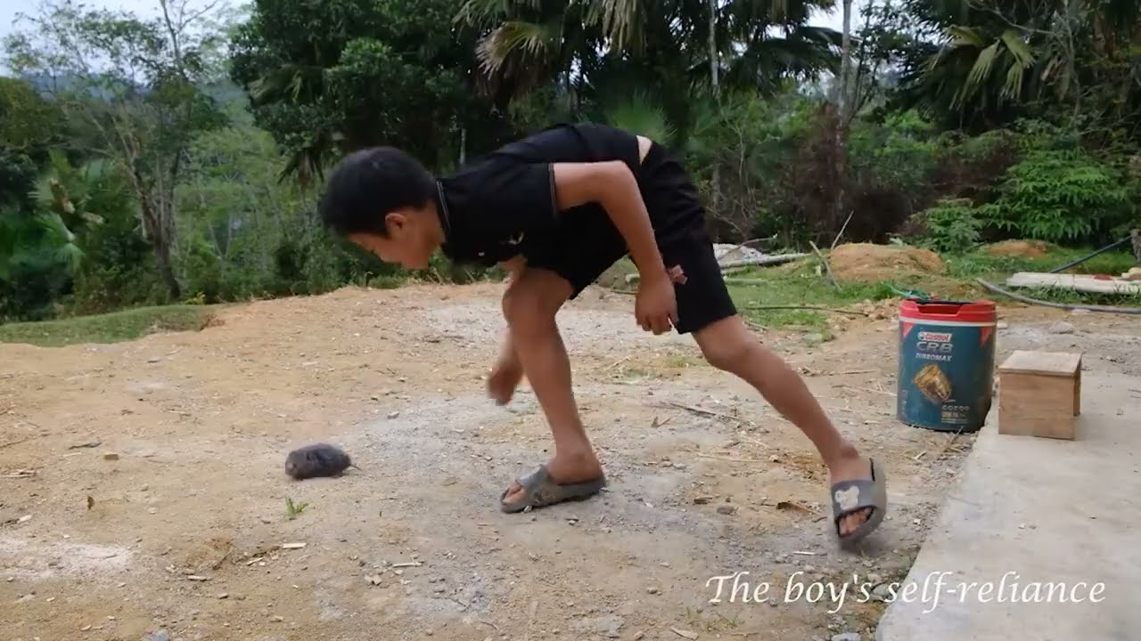 The orphan boy - Building a secret shelter, making tables and chairs from bamboo.