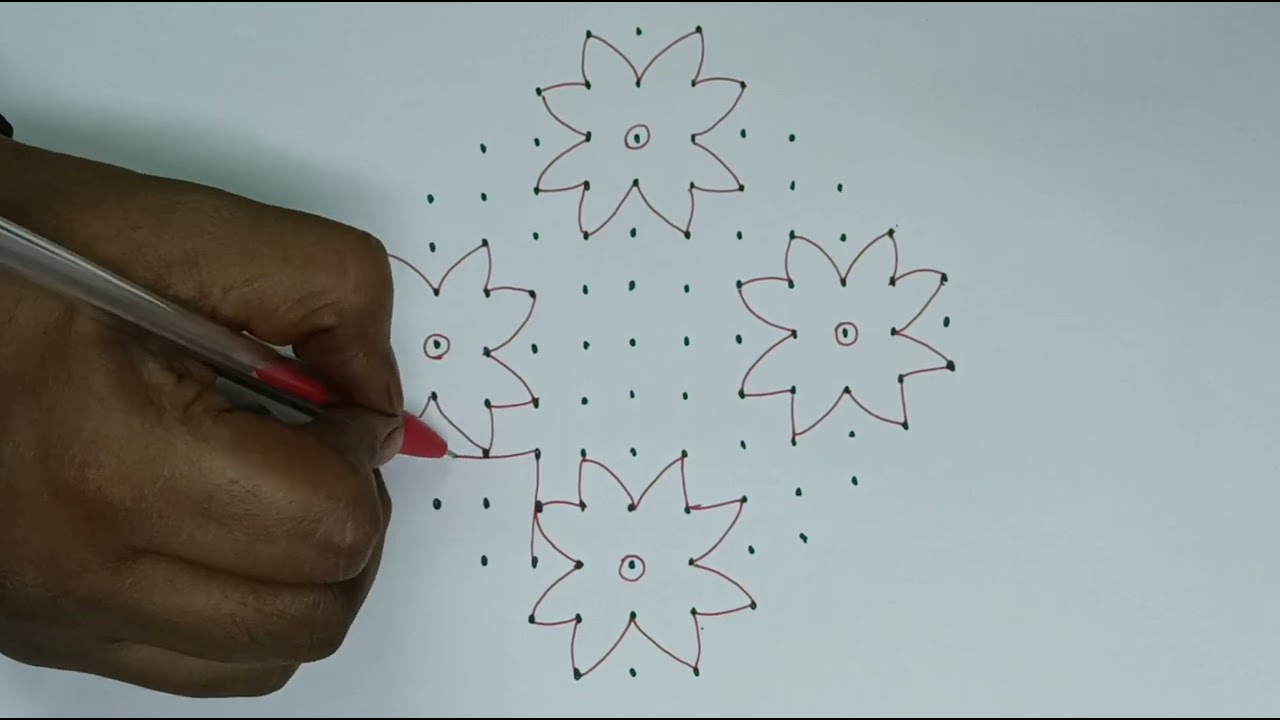 13*3*3 dots easy simple rangoli design #subscribe #simplerangoli #channel 🪻🪻🪻