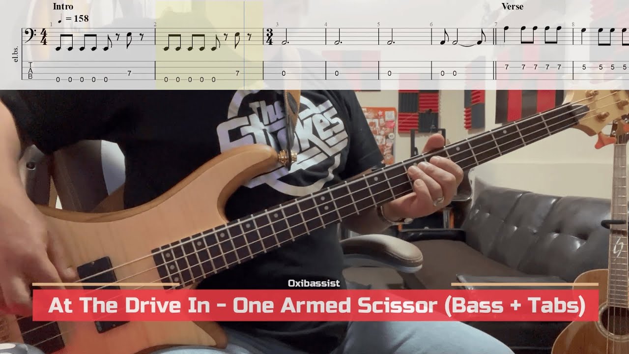 At The Drive In - One Armed Scissor (Bass+Tabs)