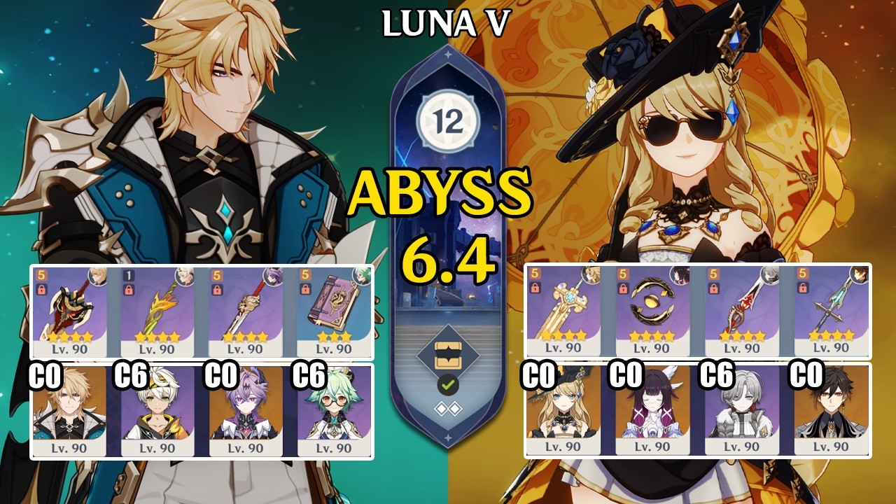 【Genshin Impact Бездна 6.4】C0 Варка Double Pyro & C0 Навия Lunar Crystallize｜原神 Spiral Abyss