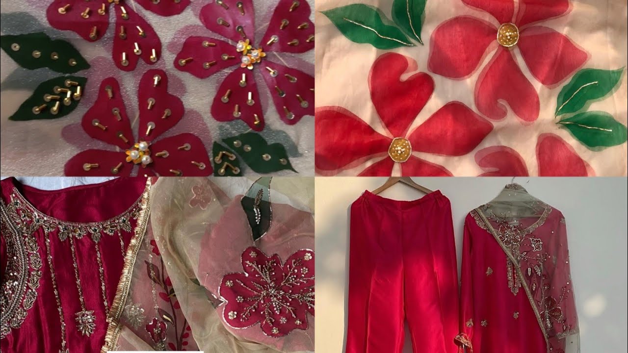 Hand painted dupatta with Embroidery design || Eid outfit trending dupatta design @CLai-yb5th