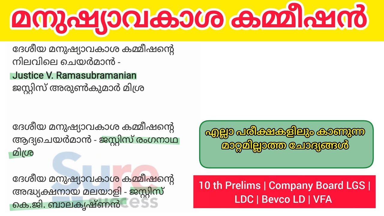 Human Rights Commission - India & Kerala #psc #currentaffairs 