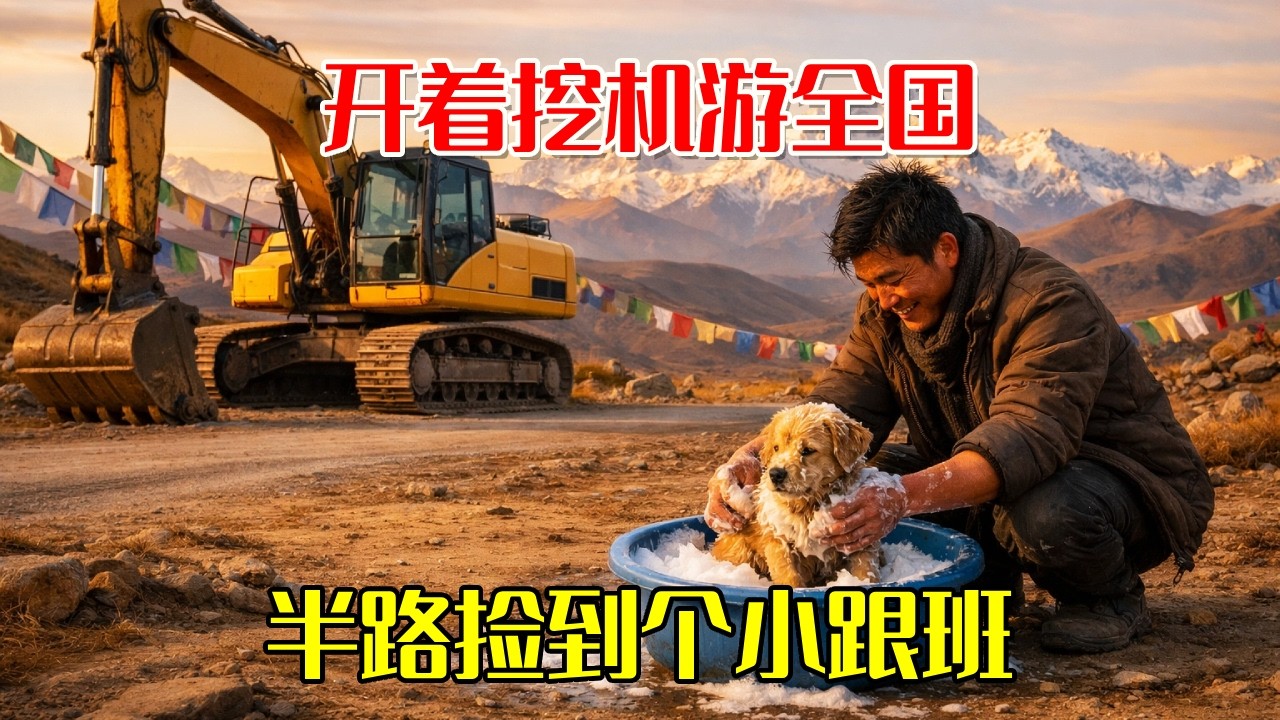 开着挖机进藏，半路捡到个小跟班！它一路不离不弃，我决定：带它踏上旅程！