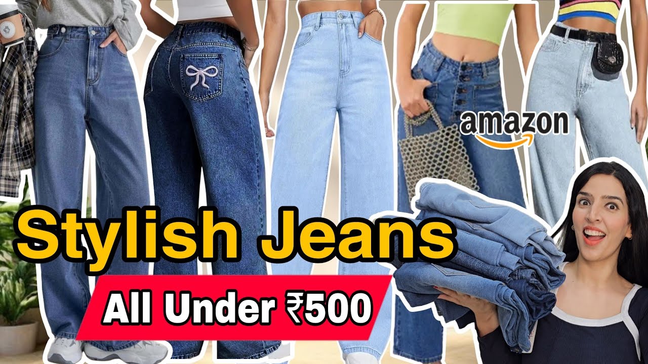 Amazon Jeans Haul under 500 *HUGE* High Waisted Jeans Haul 😍 #amazon #amazonfinds #jeans