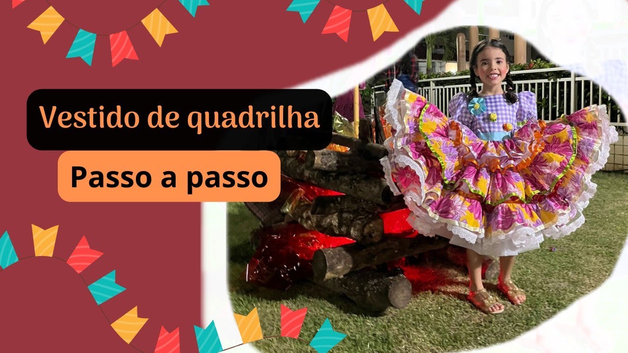 vestido infantil para FESTA JUNINA com passo a passo