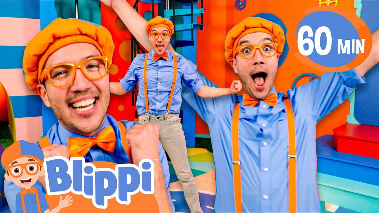 Brain Break: Get The Wiggles Out | Blippi 1 HOUR Compilation | Home Learning for Kids 🖍️