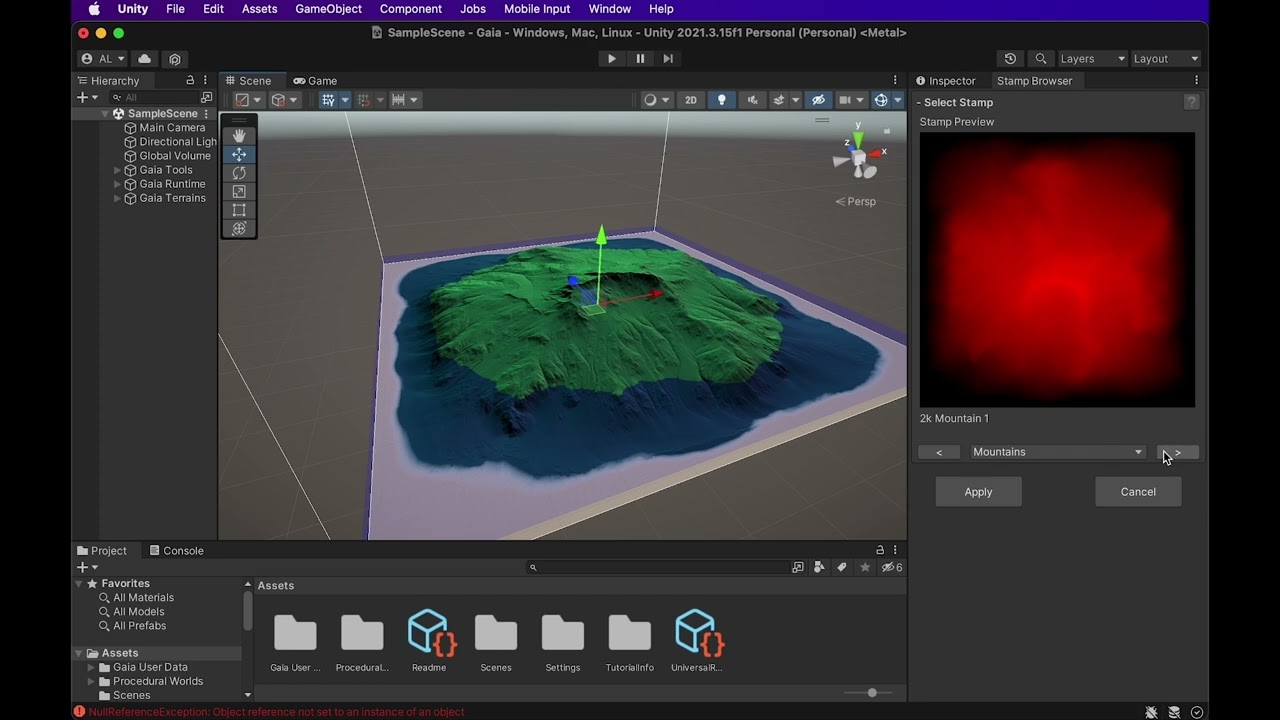 Creating Custom Terrain with Gaia Procedural Worlds in Unity