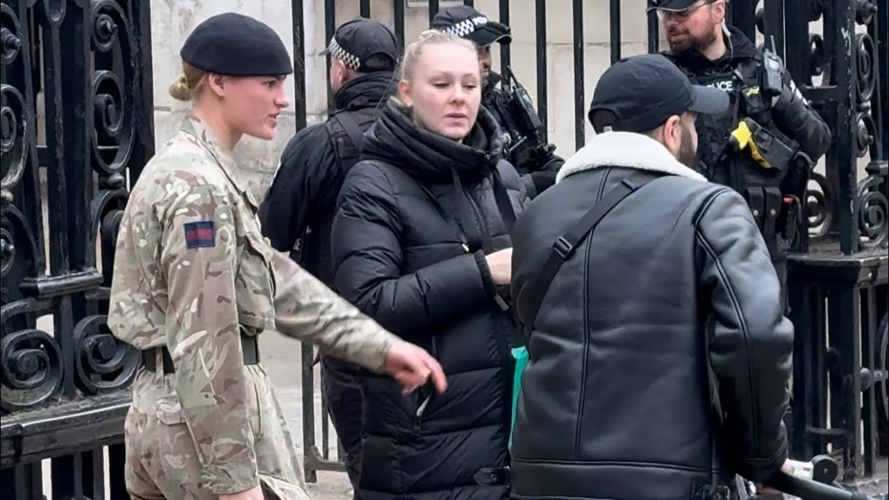 Lady trooper told them to Move Behind the bollards. 