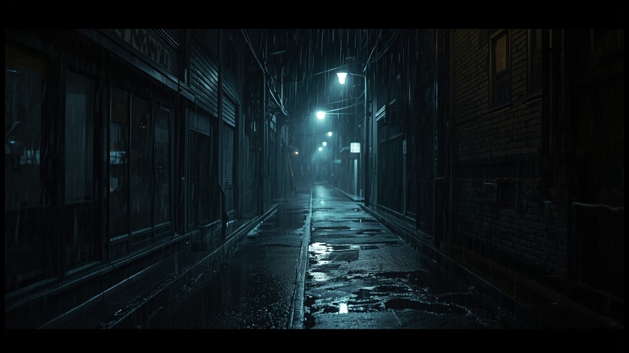 Rain Sounds in a Dark Alley 🌧️ | 2 Hours | No Talking | Night Ambience ASMR