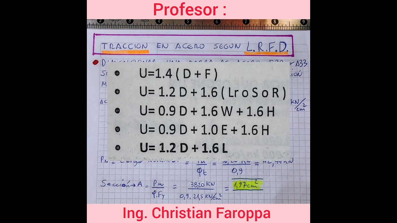 Tracción en aceros. L.R.F.D. Ej. N°1