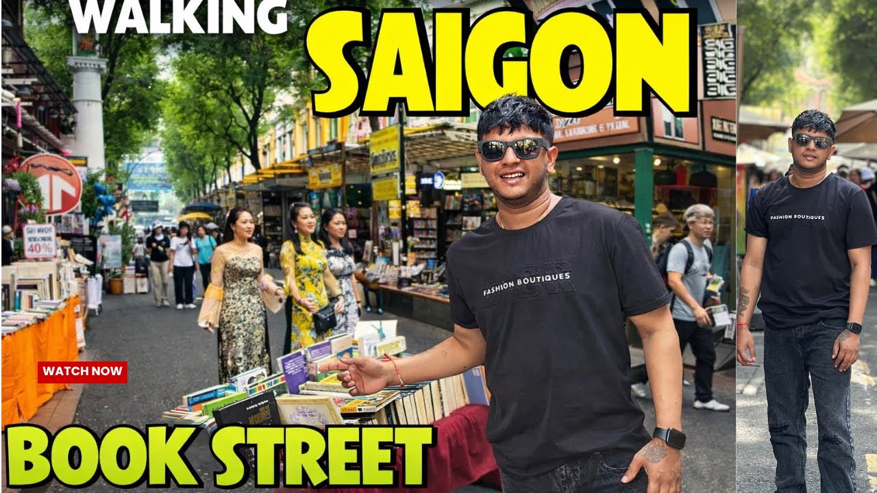  Saigon Ki Famous Book Street 📚 Vietnam Walk 🇻🇳 साइगॉन की फेमस बुक स्ट्रीट शांतिपूर्ण वियतनाम वॉक