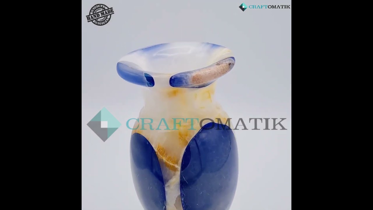 Royal Marble Vase | Flower Pot | Marble Stone 1.1 kg | Hand made | VS01-BL