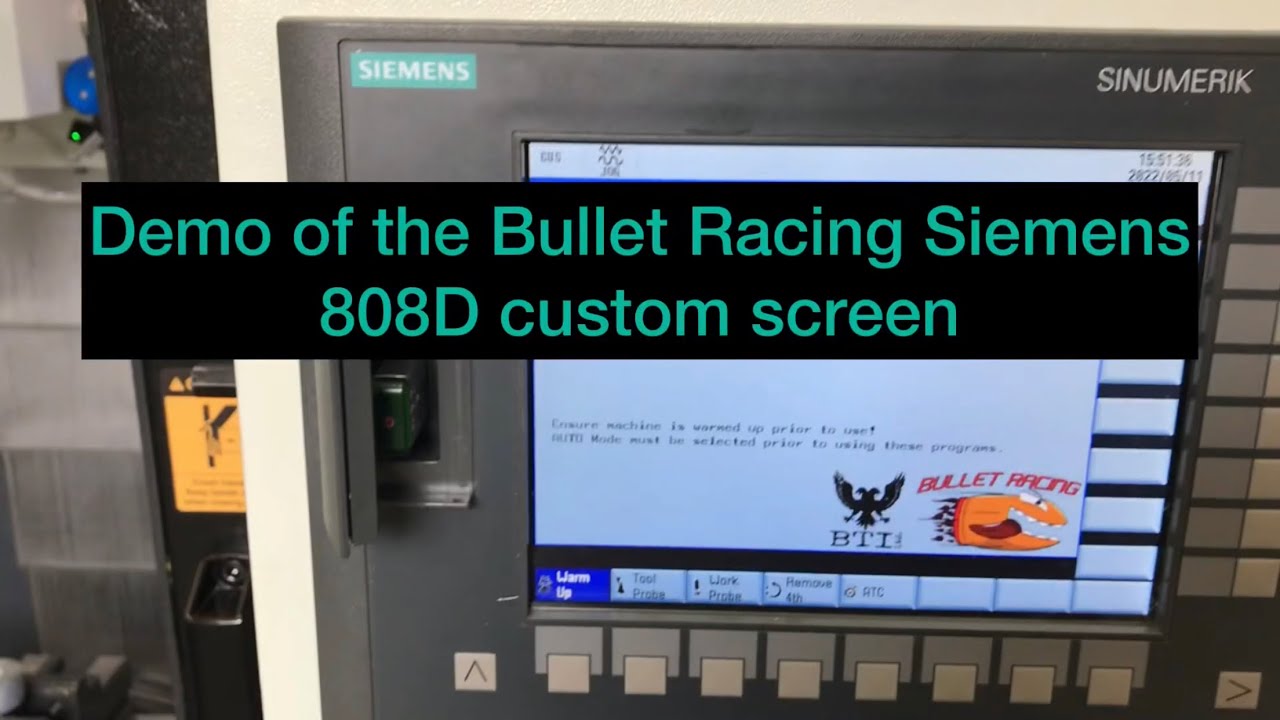 A brief example of the Bullet Racing Siemens 808D custom screen set.