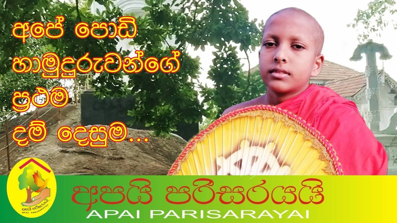 අපේ පොඩි හාමුදුරුවන්ගේ ප්&zwj;රථම දම් දෙසුම.| Poson Poya Bana |  @apai   parisarayai #Apai Parisarayai