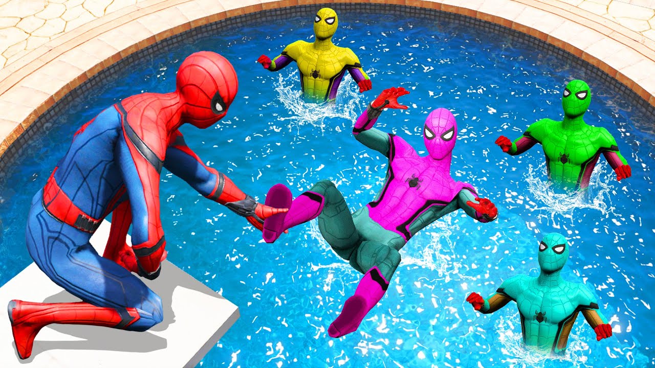 GTA 5 Rainbow Spiderman Water Fails (Ragdolls/Euphoria Physics) #17
