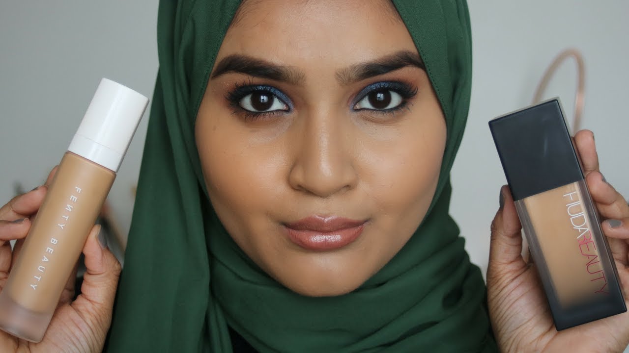 HUDA BEAUTY FAUX FILTER 340G VS FENTY BEAUTY 300 FOUNDATION Review , Swatches and Demo