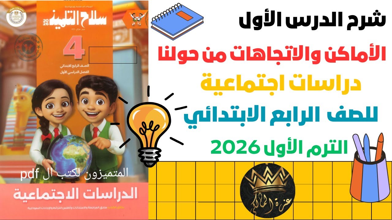 شرح الدرس الأول الأماكن والاتجاهات من حولنا | دراسات اجتماعية | الصف الرابع الابتدائي ترم اول 2026