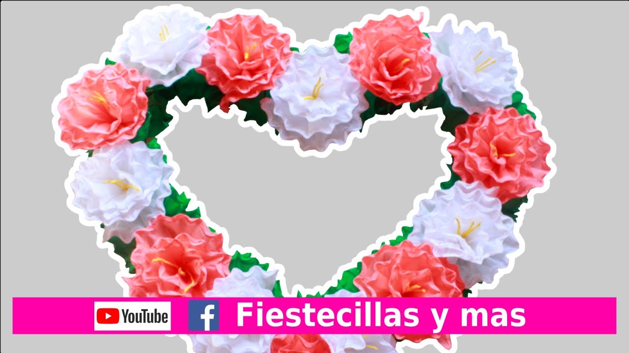 Medallon de corazón con Tecnica V con papel crepe