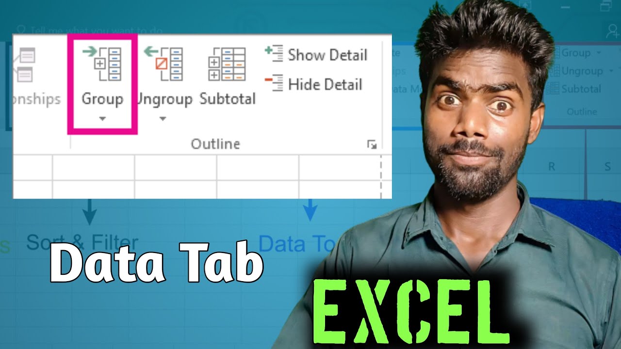 How to Group Ungroup and Subtotals in the Data Tab in Excel | Excel tutorial| data tab in excel